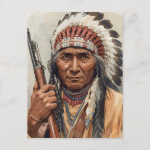 Portret van Geronimo, Indiaans opperhoofd krijger Briefkaart