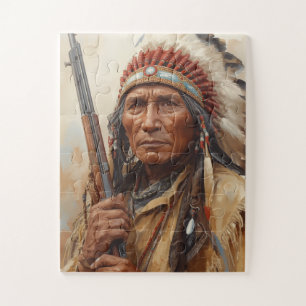 Portret van Geronimo, Indiaans opperhoofd krijger Legpuzzel