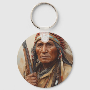 Portret van Geronimo, Indiaans opperhoofd krijger Sleutelhanger