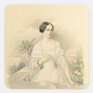 Portret van Grand Duchess Olga Nikolaevna, 1846 Vierkante Sticker