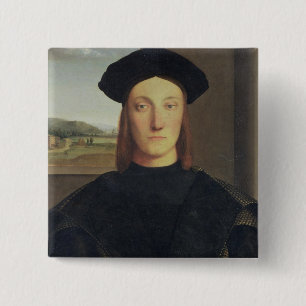Portret van Guidobaldo da Montefeltro, hertog van  Vierkante Button 5,1 Cm