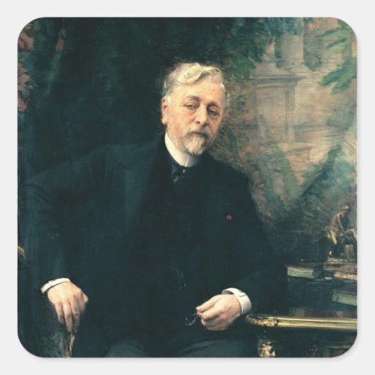 Portret van Gustave Eiffel 1905 Vierkante Sticker (Voorkant)