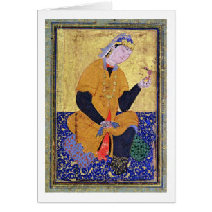 Portret van Hamida Banu Begum, met een zegel, ziek