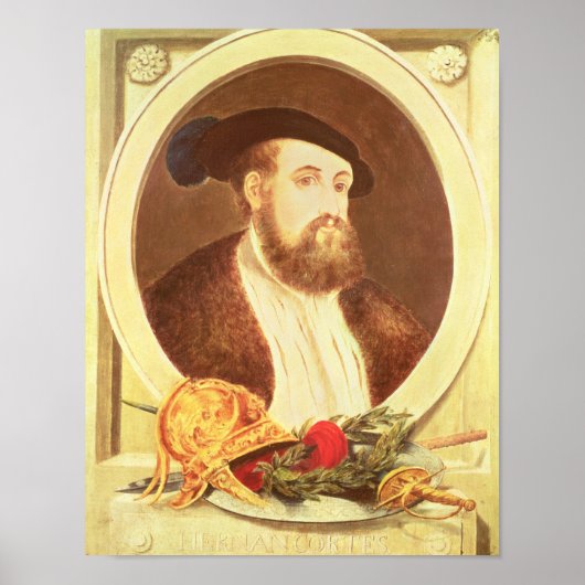 Portret van Hernan Cortes Poster (Voorkant)