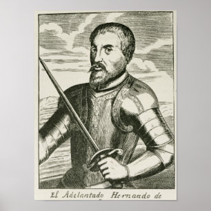 Portret van Hernando de Soto Poster