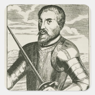 Portret van Hernando de Soto Vierkante Sticker