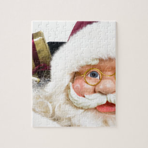 Portret van het gezicht en de cadeaus van de kerst legpuzzel