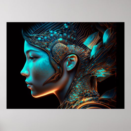 Portret van het Japanse Profiel van de Elektrocybe Poster (Voorkant)