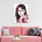 Portret van het Meisje met de Druk van het Canvas Afdruk (Insitu (Woonkamer))