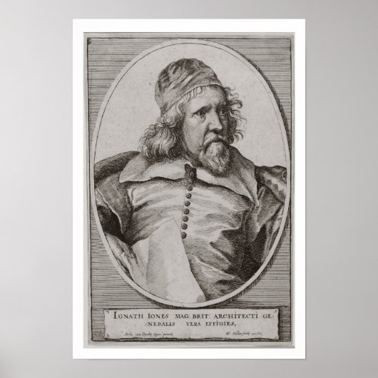 Portret van Inigo Jones (1573-1652), gegraveerd do Poster (Voorkant)