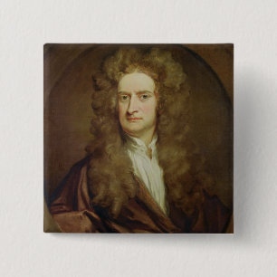 Portret van Isaac Newton 1702 Vierkante Button 5,1 Cm