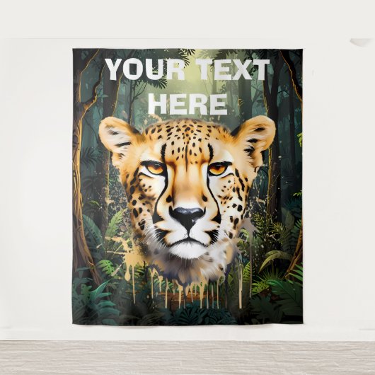 Portret van jachtluipaard met jungle achtergrond wandkleed (Voorkant)