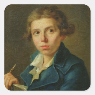 Portret van Jacques-Louis David als Jeugd Vierkante Sticker