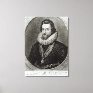 Portret van James I na een miniatuur van Canvas Afdruk