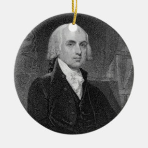 Portret van James Madison, gegraveerd door William Keramisch Ornament