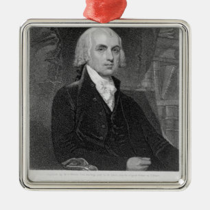 Portret van James Madison, gegraveerd door William Metalen Ornament