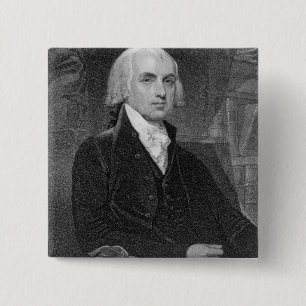Portret van James Madison, gegraveerd door William Vierkante Button 5,1 Cm