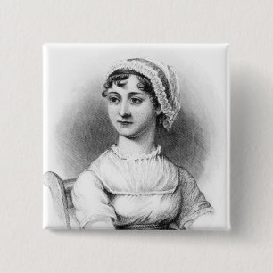 Portret van Jane Austen Vierkante Button 5,1 Cm