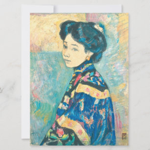 Portret van Japanse vrouw (door Fujishima Takeji) Kaart