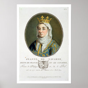 Portret van Jeanne de Navarra (1271-1304), 1788 (c Poster