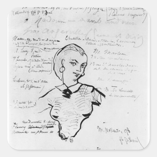 Portret van Jeanne Duval Vierkante Sticker (Voorkant)