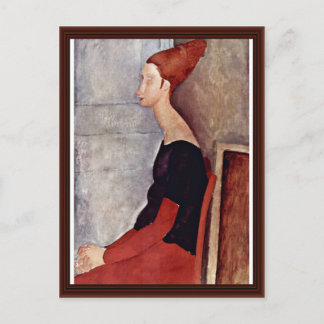 Portret van Jeanne Hébuterne in donkere kleren Briefkaart