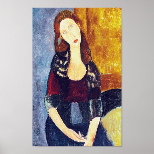 Portret van Jeanne Hebuterne, Modigliani Poster (Voorkant)