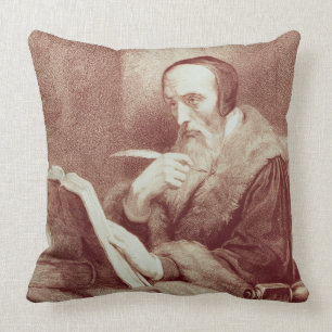 Portret van Johannes Calvijn (1509-1564) (gravure) Kussen