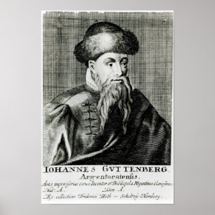 Portret van Johannes Gutenberg Poster
