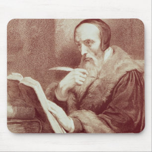 Portret van John Calvin (1509-1564) (graving) Muismat