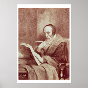 Portret van John Calvin (1509-1564) (graving) Poster