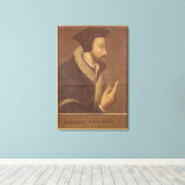 Portret van John Calvin Canvas Afdruk (Insitu (Houten vloer))