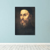 Portret van John Calvin Canvas Afdruk (Insitu (Houten vloer))