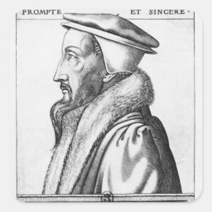 Portret van John Calvin tussen 53 en 1564 jaar Vierkante Sticker