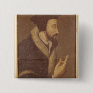 Portret van John Calvin Vierkante Button 5,1 Cm