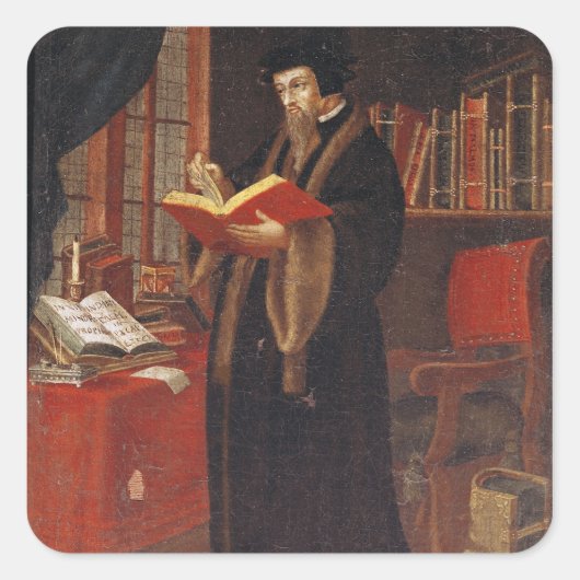 Portret van John Calvin Vierkante Sticker (Voorkant)