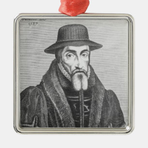 Portret van John Foxe Engelse martyroloog Metalen Ornament