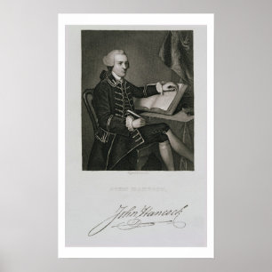 Portret van John Hancock, gegraveerd door John B.  Poster