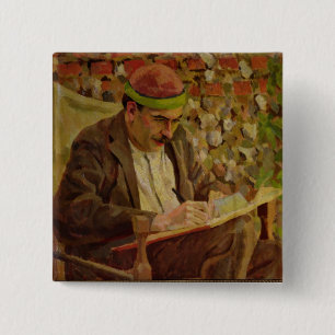 Portret van John Maynard Keynes (1883-1946) (olie Vierkante Button 5,1 Cm