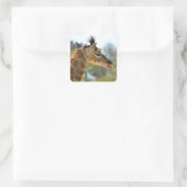 Portret van jonge giraffe vierkante sticker (Tas)