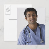 Portret van jonge verpleger, studioschot briefkaart (Voorkant / Achterkant)