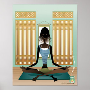 Portret van jonge vrouw die yoga doet poster