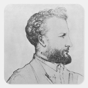 Portret van Jules Verne d Vierkante Sticker