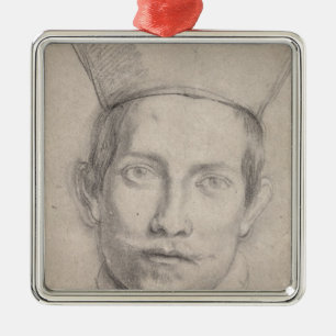 Portret van kardinaal 2 metalen ornament