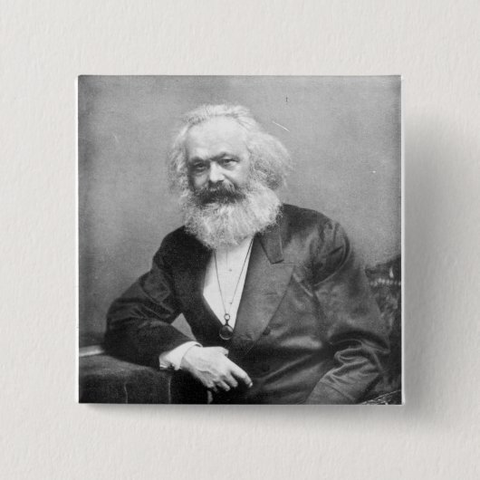 Portret van Karl Marx Vierkante Button 5,1 Cm (Voorkant)