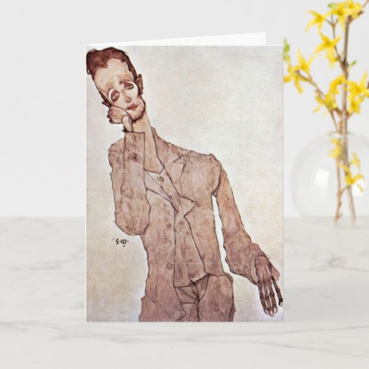 Portret van Karl Zakovsek door Egon Schiele Kaart (Gele Bloem)