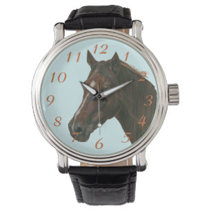 Portret van kastanje merrie paardenkunst bruin paa horloge