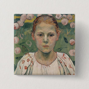 Portret van Kathe von Bach In de tuin Vierkante Button 5,1 Cm