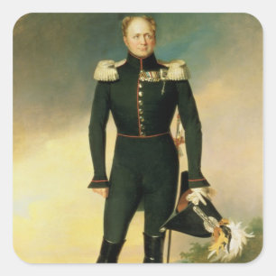 Portret van keizer Alexander I 1825 Vierkante Sticker