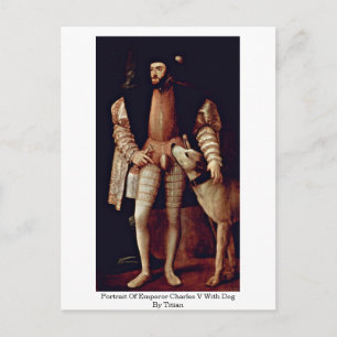 Portret van keizer Charles V met hond van tiaan Briefkaart